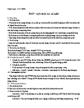 Giáo án Vật lý - Bài 10 Lực đẩy Ác-Si-mét